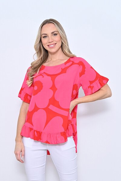 New U Elora Print Ruffle Top-new-Preen