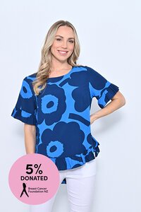 New U Elora Print Ruffle Top