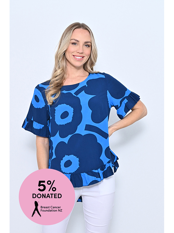 New U Elora Print Ruffle Top