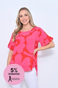 New U Elora Print Ruffle Top