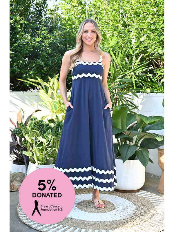 Natural Bay Ric Rac Tiered Maxi Dress