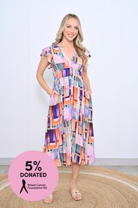 New Sylvia Print V Neck Dress