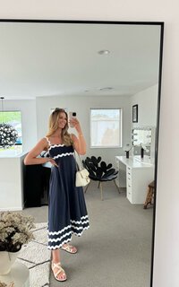 Natural Bay Ric Rac Tiered Maxi Dress