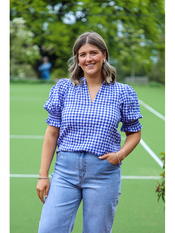 Seeking Lola Check Relaxed Butterfly Top