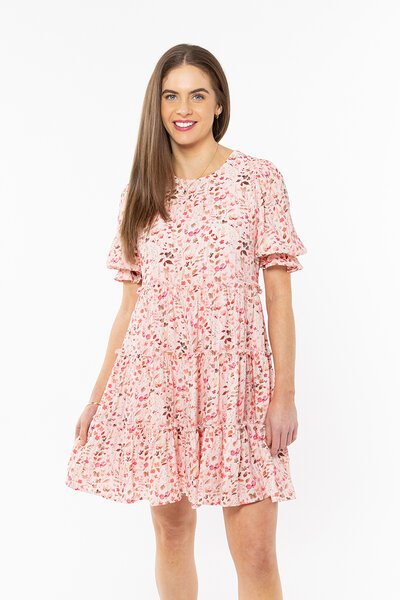 Leila + Luca Blush Love Claire Tiered Mini Dress-new-Preen