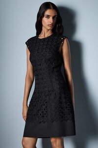 Veronika Maine Geometric Scalloped Shift Dress