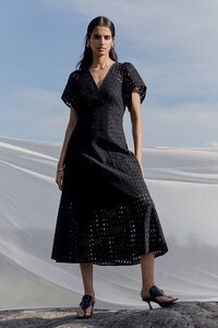 Veronika Maine Geometric Broderie Midi Dress