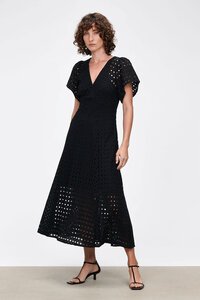 Veronika Maine Geometric Broderie Midi Dress