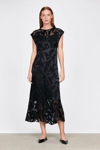 Veronika Maine Silk Leafy Burnout Midi Dress