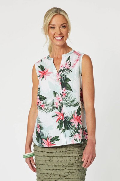 Gordon Smith Paradise Print Sless Top-new-Preen