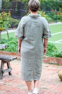 Cali & Co Puff Sleeve Linen Dress