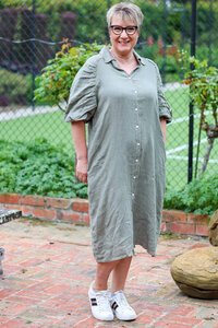 Cali & Co Puff Sleeve Linen Dress