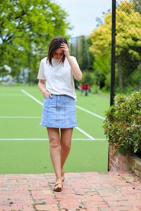 Wakee Denim Fly Front Skirt