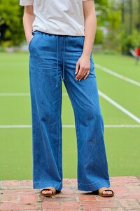 Wakee Wide Leg Pull on Denim Pant