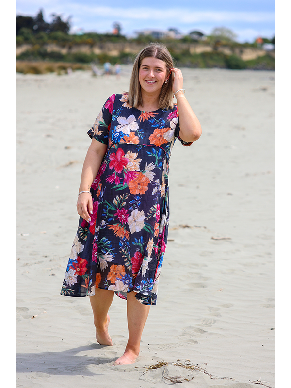 La Mode Layered Floral Midi Dress