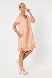 Gordon Smith Ruffle Hem Linen Dress