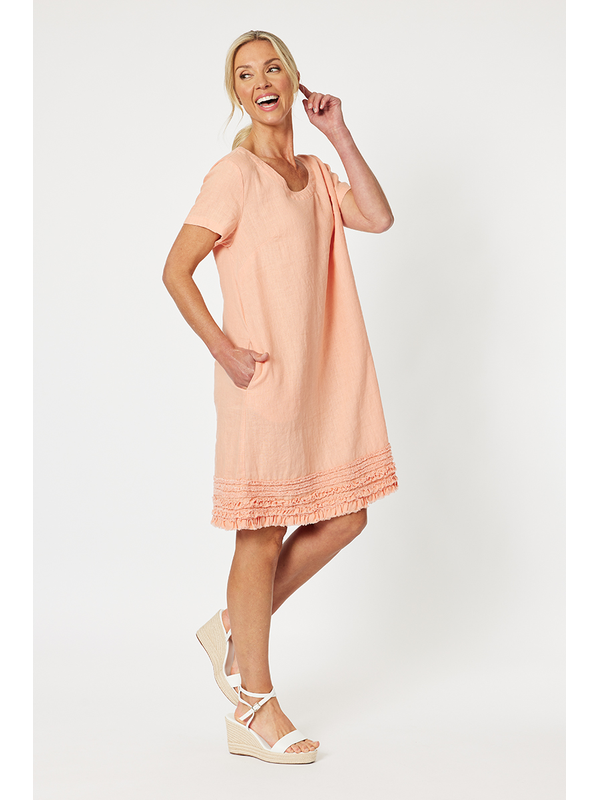 Gordon Smith Ruffle Hem Linen Dress