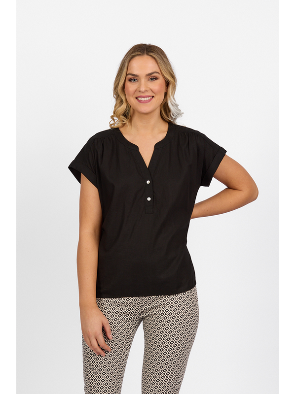 Vassalli Drop Shoulder 1-2 Placket Top