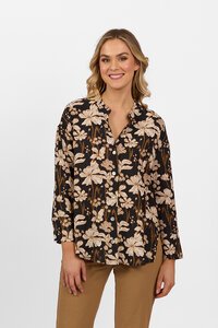 Vassalli Print Long Sleeve Side Split Shirt - Roma