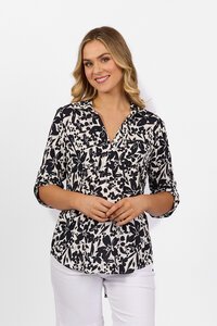 Vassalli Placket Shirt With Tab Sleeve - Coco