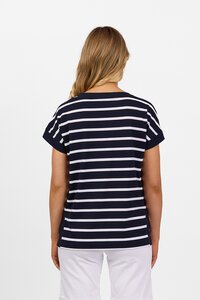 Vassalli Stripe Stepped Hem Top