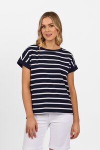 Vassalli Stripe Stepped Hem Top