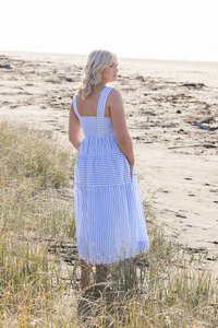 Vassalli Wide Shoulder Straps Stripe Dress