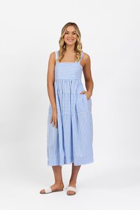 Vassalli Wide Shoulder Straps Stripe Dress