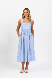 Vassalli Wide Shoulder Straps Stripe Dress