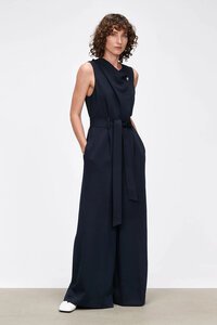 Veronika Maine Grainy Twill Cowl Neck Jumpsuit