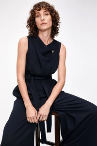 Veronika Maine Grainy Twill Cowl Neck Jumpsuit