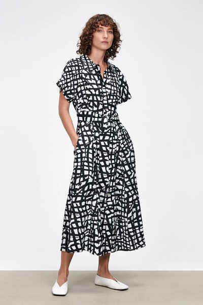 Veronika Maine Mosaic Squares Shirt Dress-new-Preen