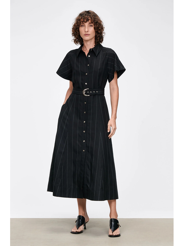 Veronika Maine Textured Pinstripe Shirt Dress