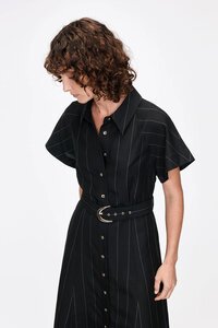 Veronika Maine Textured Pinstripe Shirt Dress