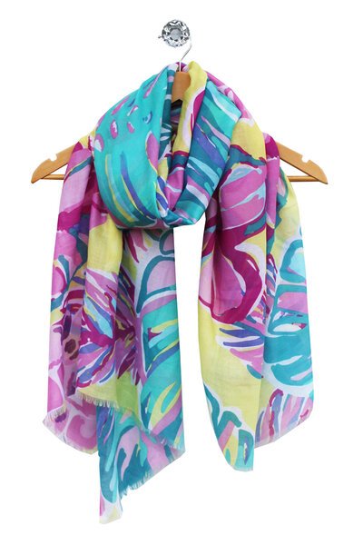 Archer House Tropical Leaf Print Scarf-best-sellers-Preen