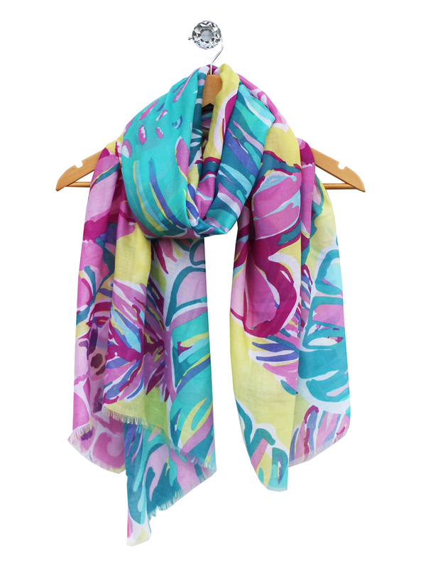 Archer House Tropical Leaf Print Scarf