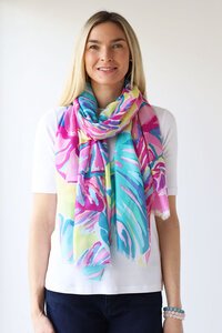 Archer House Tropical Leaf Print Scarf