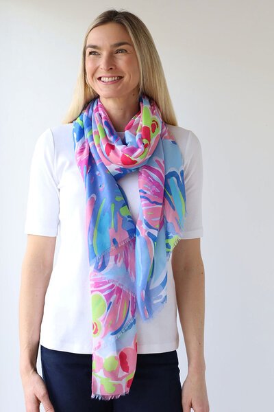 Archer House Tropical Leaf Print Scarf-best-sellers-Preen