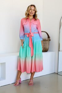 Joop & Gypsy Zoey Ombre Midi Tie Dress