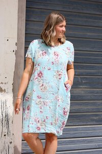 Cali & Co Pastel Floral Linen Dress