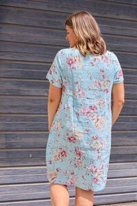 Cali & Co Pastel Floral Linen Dress