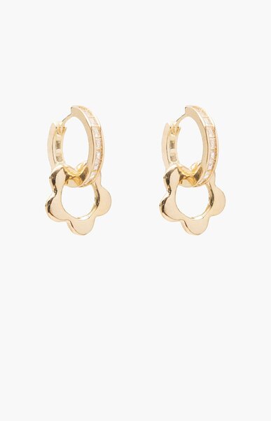 Antler Gold Flower Crystal Hoop-best-sellers-Preen