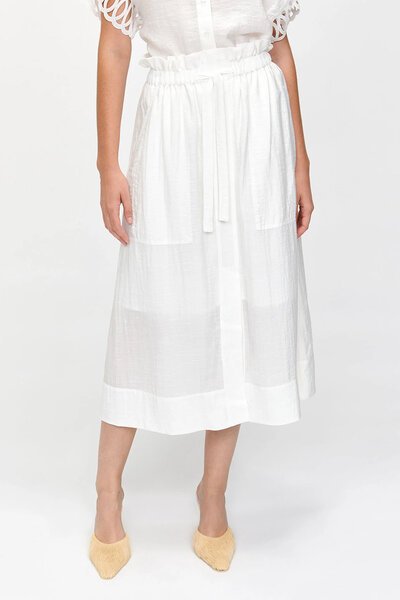 Veronika Maine Ivory Texture Viscose Pocket Skirt-new-Preen