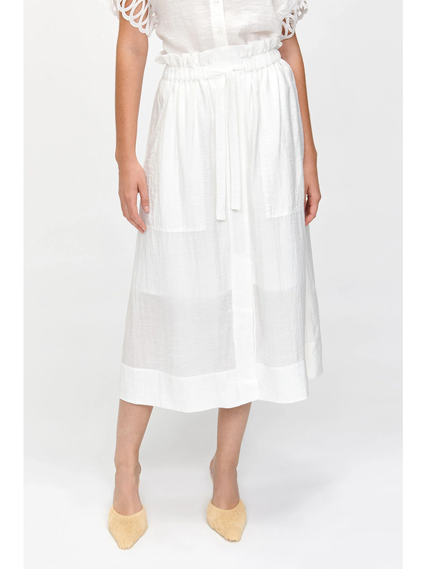 Veronika Maine Ivory Texture Viscose Pocket Skirt