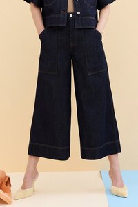 Veronika Maine Tencel Denim Wide Cropped Pant