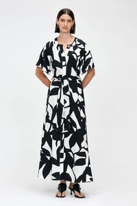 Veronika Maine Shadow Leaf Maxi Dress