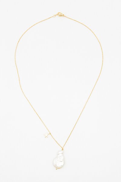 Stella + Gemma Star and Pearl Pendant Necklace-new-Preen