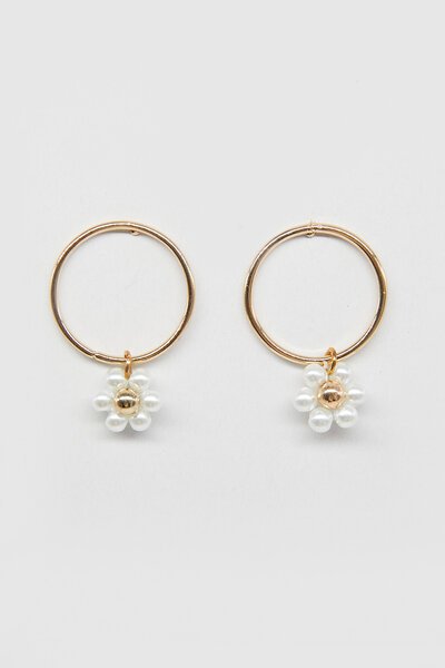 Stella + Gemma Pearl Daisy Hoop Earrings-new-Preen