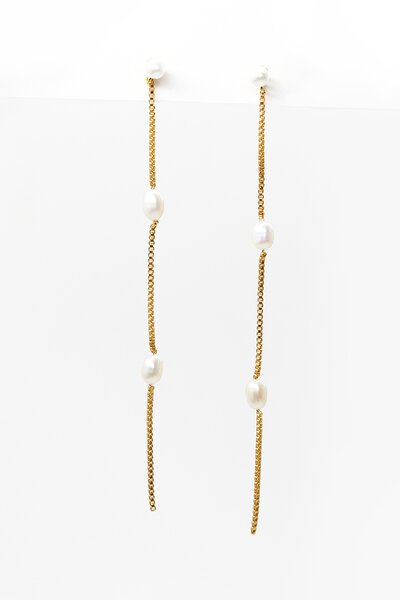 Stella + Gemma Box Chain Pearl Earrings-new-Preen