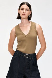 Veronika Maine Ribbed V-Neck Tank